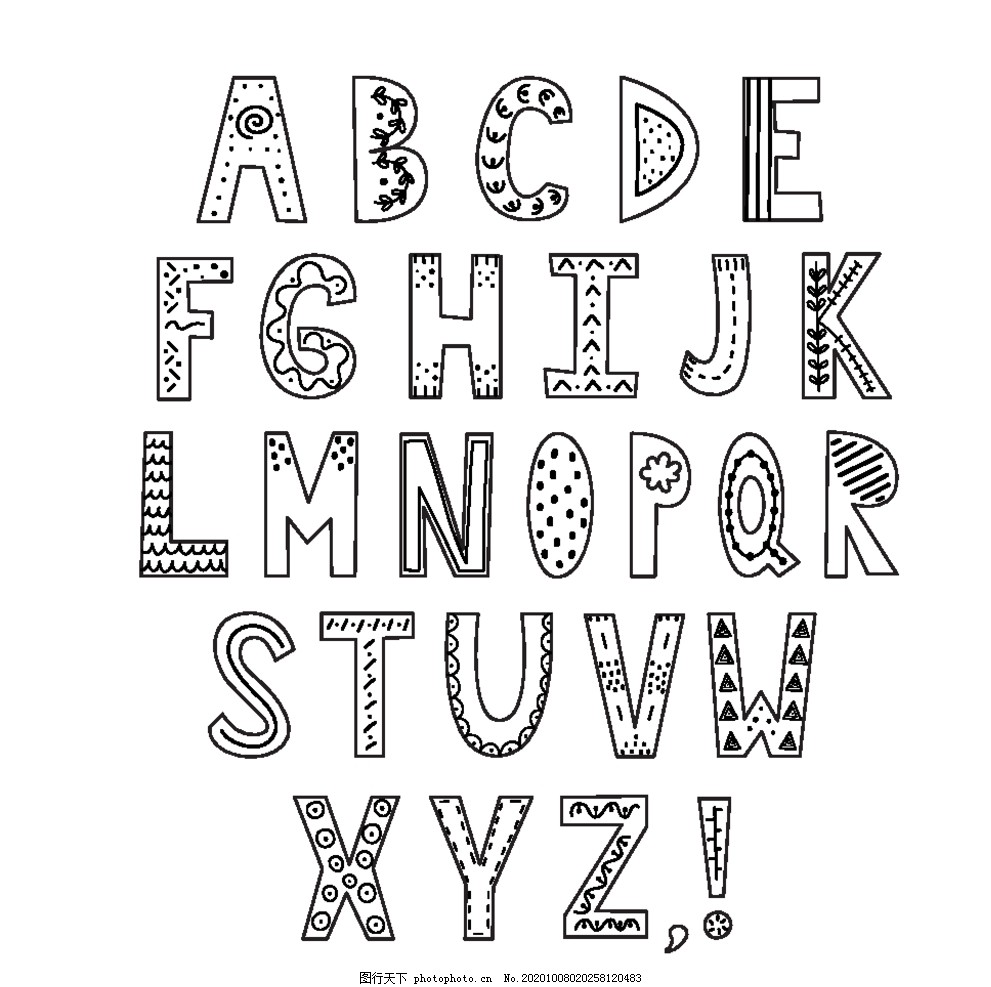 可爱卡通英文字体图片_背景纹理_背景底纹-图行天下素材网