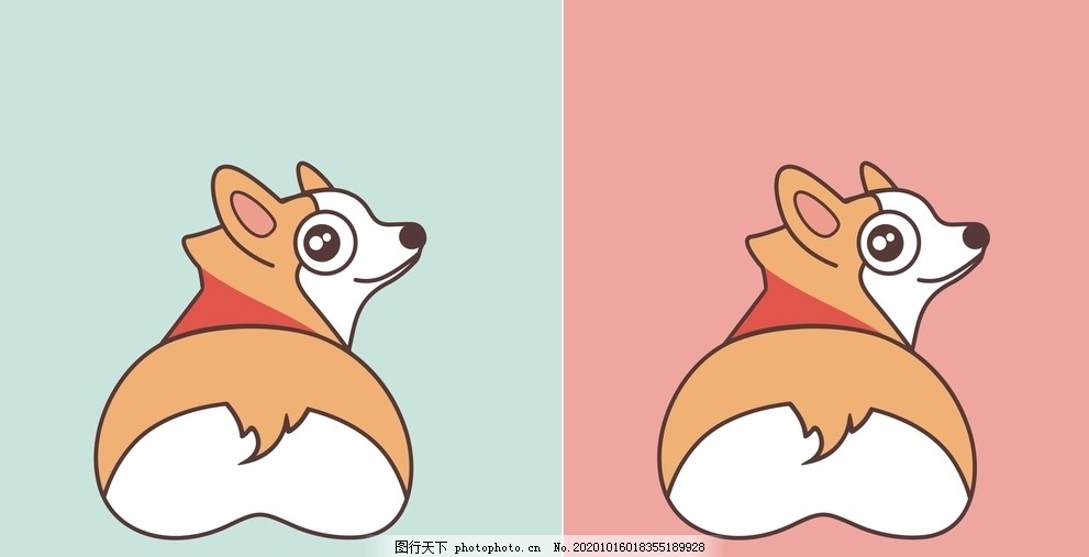 柯基卡通可爱狗图片_动漫卡通_插画绘画-图行天下素材网